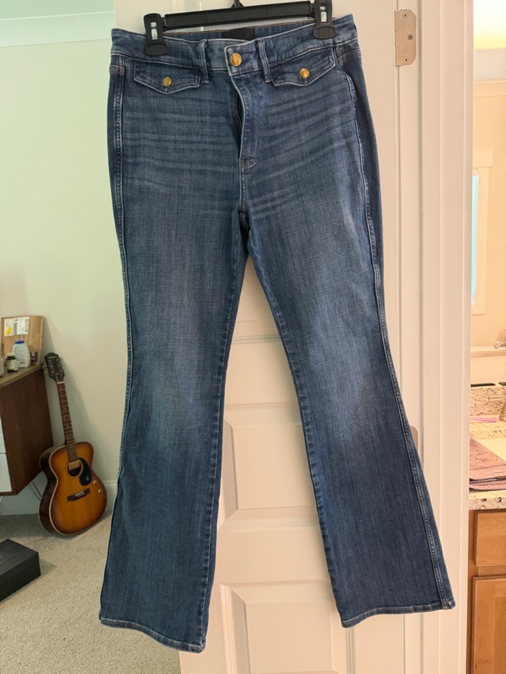 White House Black Market Midwash Flare Jeans in Blue